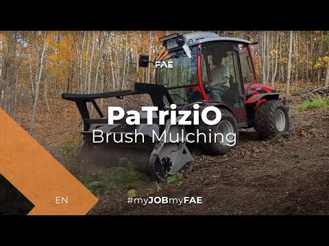 The small FAE forestry mulcher in action with an Antonio Carraro TTR 7600 tractor