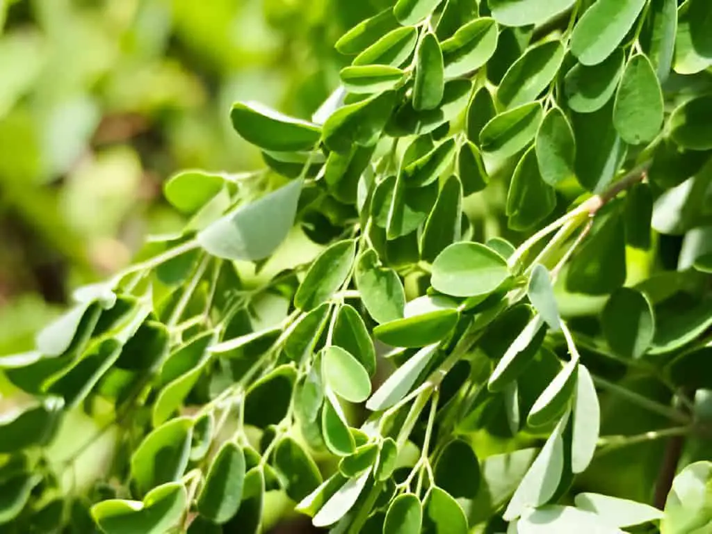 moringa plant leaves closeup