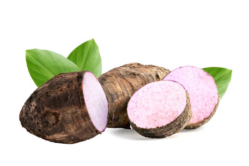 taro root and slice