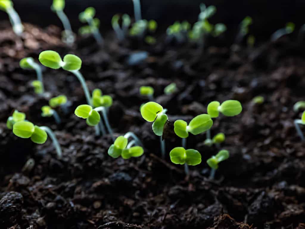 lleaf vegetables seedlings growing-from-seeds in plastic container