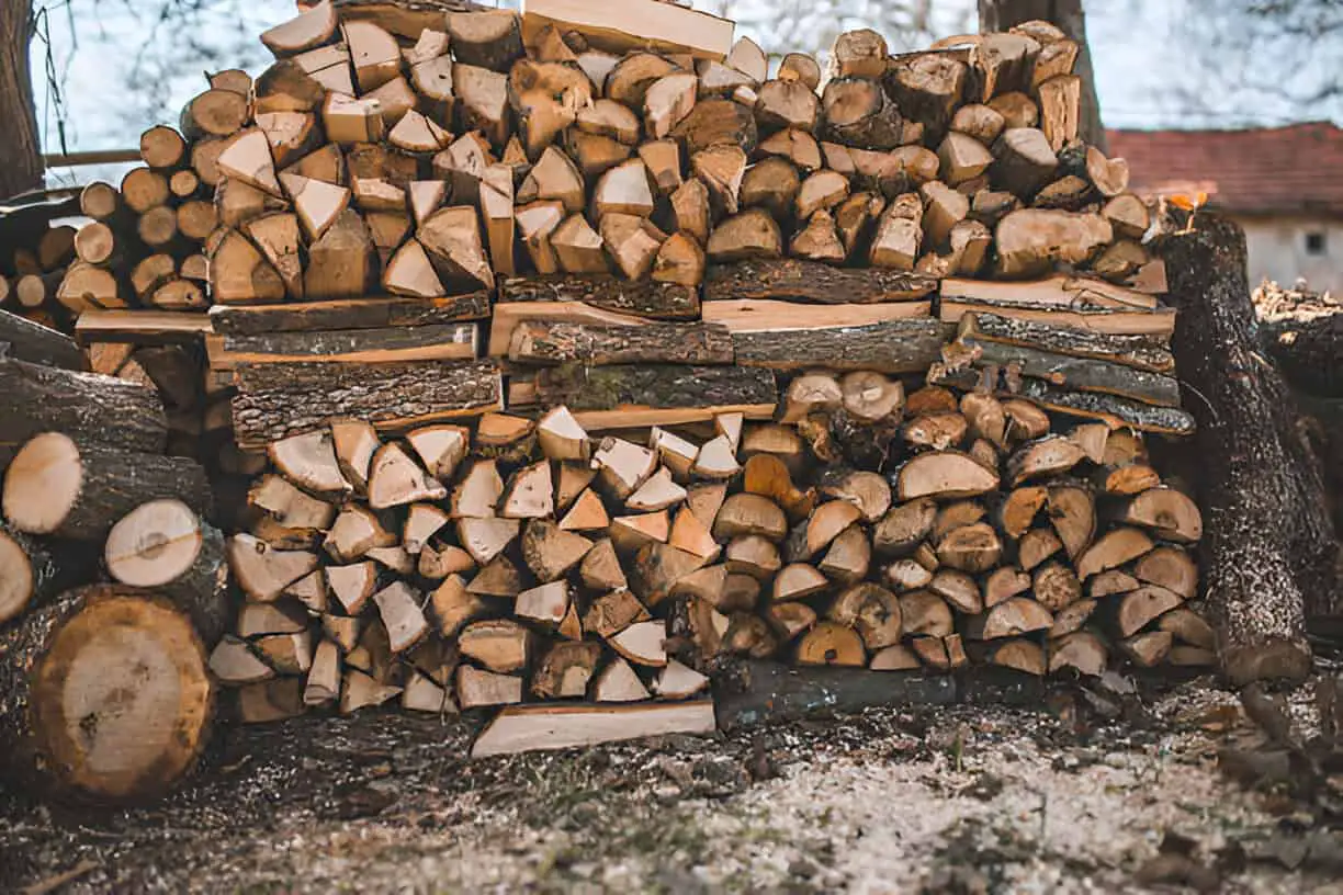 a pile of chopped firewood