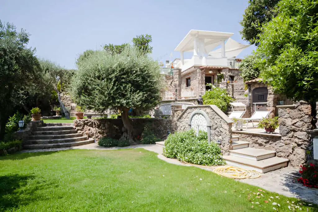 garden and villa in mediterranean country