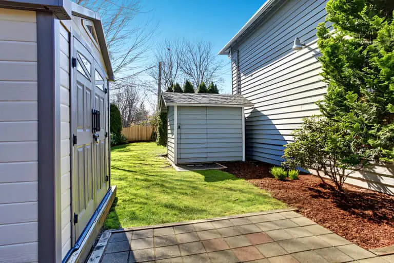 house backyard with small shed