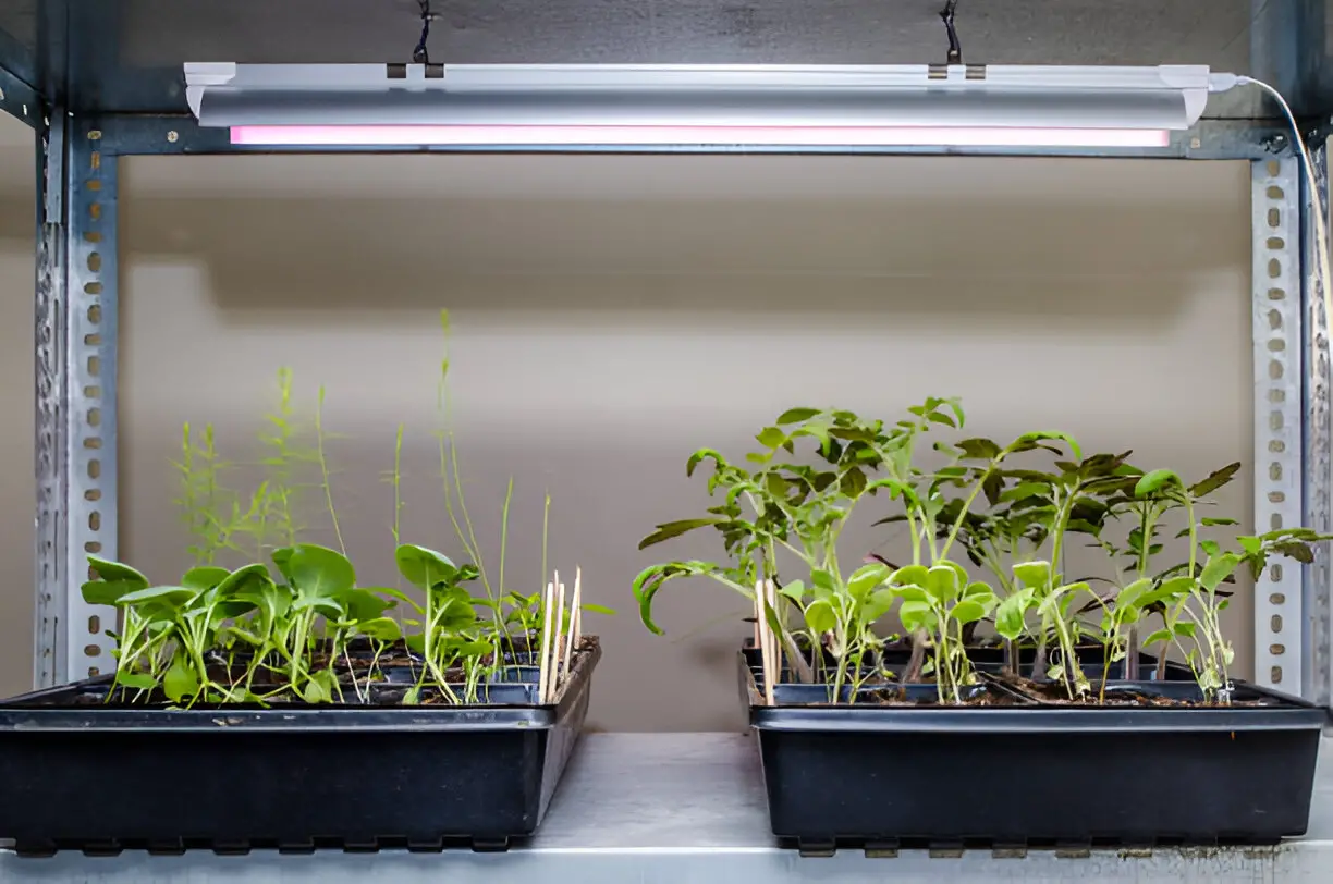 indoors seedlings under led
